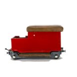 A 5" Gauge 4-wheeled Driving Trolley, essentially for ground level operation, with red-painted box