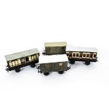 Bing and Bassett-Lowke Gauge I Tinplate Passenger and Freight Stock, two Bing 4-wheel LNWR