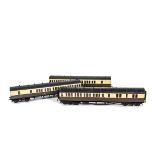 Three Kit-built Finescale O Gauge GWR B-set Suburban/Branch Line Coaches, built and painted to