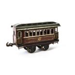 An Uncommon Carette Gauge I Clerestory-Roofed Coach, in crimson, with yellow lining to panels and