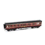 An Exley O Gauge LMS 3rd Class Sleeping Car, of type K5/W1, in LMS maroon as no 777, VG, a few