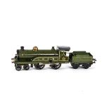 A Hornby O Gauge Clockwork No 2 LNER green 4-4-0 Locomotive and Later Tender, the locomotive in