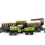 An Early Hornby O Gauge Clockwork 'M' Series Set, with green fixed-key M1 locomotive 2728 and