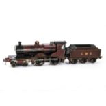 A Bassett-Lowke Gauge I Live Steam LMS 'Compound' and Tender, in retouched LMS crimson livery, un-