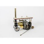 An 'Improved' Mamod TE1A Traction Engine, re-finished in polished brass with black detailing and