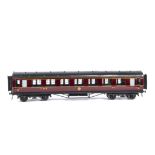 An Exley for Bassett-Lowke O Gauge LMS Corridor 3rd class Coach, in LMS maroon, with embossed