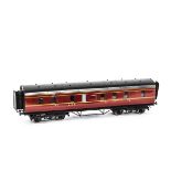 A Late Exley O Gauge LMS Full Brake Coach, in LMS crimson as no 31333, G-VG, light scratch to one