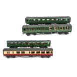 Four Gauge I Finescale BR (SR) Corridor Coaches by Various Makers, three in Southern Region green,