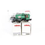 Märklin Gauge I Continental 4-wheeled Freight Stock, comprising ref 5894 Avia and 5898 Texaco tank