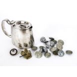 Pullman Hot water Pot and Various Railway Buttons, a Walker & Hall silver plated hot water pot