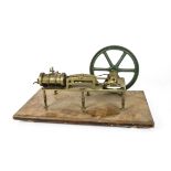 A Single-Cylinder Horizontal 'Table Engine', the cylinder mounted on a cast brass frame, supported