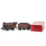 A Hornby O Gauge No 2 Special LMS Tender and No 501 Clockwork Locomotive, both in LMS crimson, the