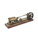 A Single-Cylinder Horizontal Steam Engine, with brass cylinder approx 1" diameter x 2" stroke,