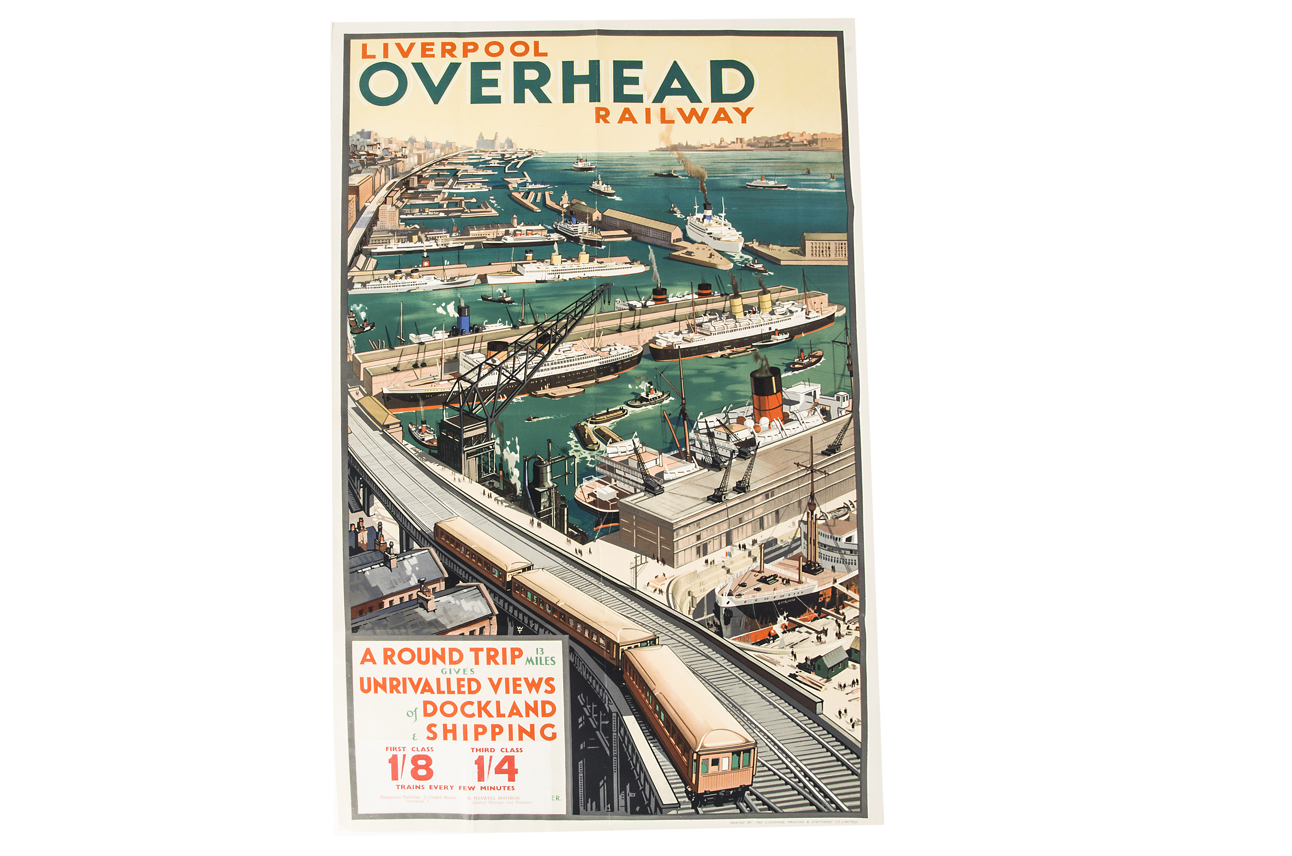A Liverpool Overhead Railway Poster, printed by The Liverpool Printing & Stationery Co Ltd,