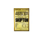A Midland Railway Excursion Poster, dated July 1876, advertising trains to Skipton for the meeting