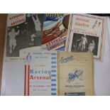 Arsenal, a collection of 5 away Friendly programmes in various condition, 1953/54 Rangers, 1954/55