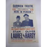 Laurel & Hardy, 1952 Garrick Theatre Southport, A 5.5"x 8.5" Advertising Flyer/Handbill for the week