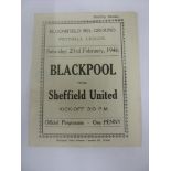 1945/46 Blackpool v Sheffield Utd, a programme from the game played on 23/03/1946, name printed on