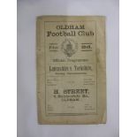 1923/24 Rugby League, Lancashire v Yorkshire, a programme from the game played at Oldham on 08/12/