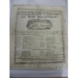 Cricket, 1826 Sheffield And Leicester v Nottingham, a very rare scorecard from the game played at