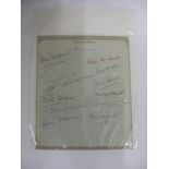 1958/1959 England, an album page, with 14 signatures, including Armfield, Broadbent, Kevan, Banks