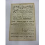 1921/22 Burnley v Middlesborough, a programme for the game played on 24/12/1921, ex bound vilume, in