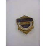 1928 Football Association Stewards Badge, Blackburn Rovers v Huddersfield Town, Blue/White enamel