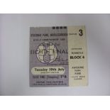 1966 World Cup, North Korea v Italy, a ticket from the game played at Middlesbrough on 19/06/1966