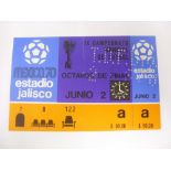 1970 World Cup, England v Romania, an unused ticket from the game played at the Jalisco Stadium on
