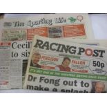 Horse Racing, the last ever issue of the Sporting Life (12/05/1998), and the first ever copy (13/