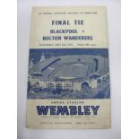 1953 FA Cup Final, Blackpool v Bolton, a programme and songsheet from the game played at Wembley