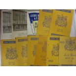 Leeds Utd, a collection of 11 home football programmes, in various condition, from 1950/51 to 1962/