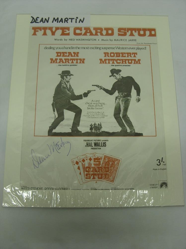 Pop/Film Memorabilia, Autographed Sheet Music, five card stud, signed by Dean Martin, nicely