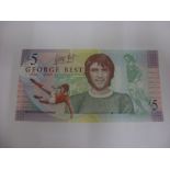 George Best, Manchester Utd & Northern Ireland, an original unused five pound note issued by