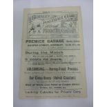 1922/23 Burnley Reserves v Everton Reserves, a programme from the game played on 28/10/1922, ex