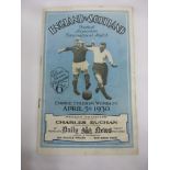1930 England v Scotland, a programme from the game played at Wembley on 05/04/1930, slight rusty