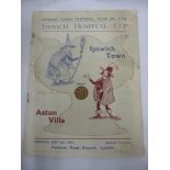 1938/39 Ipswich Town v Aston Villa, a programme from the Hospital Cup game played on 08/05/1939,