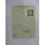 1938/39 Blackburn Rovers, 2nd Division Champions, an autographed album page with 12 signatures