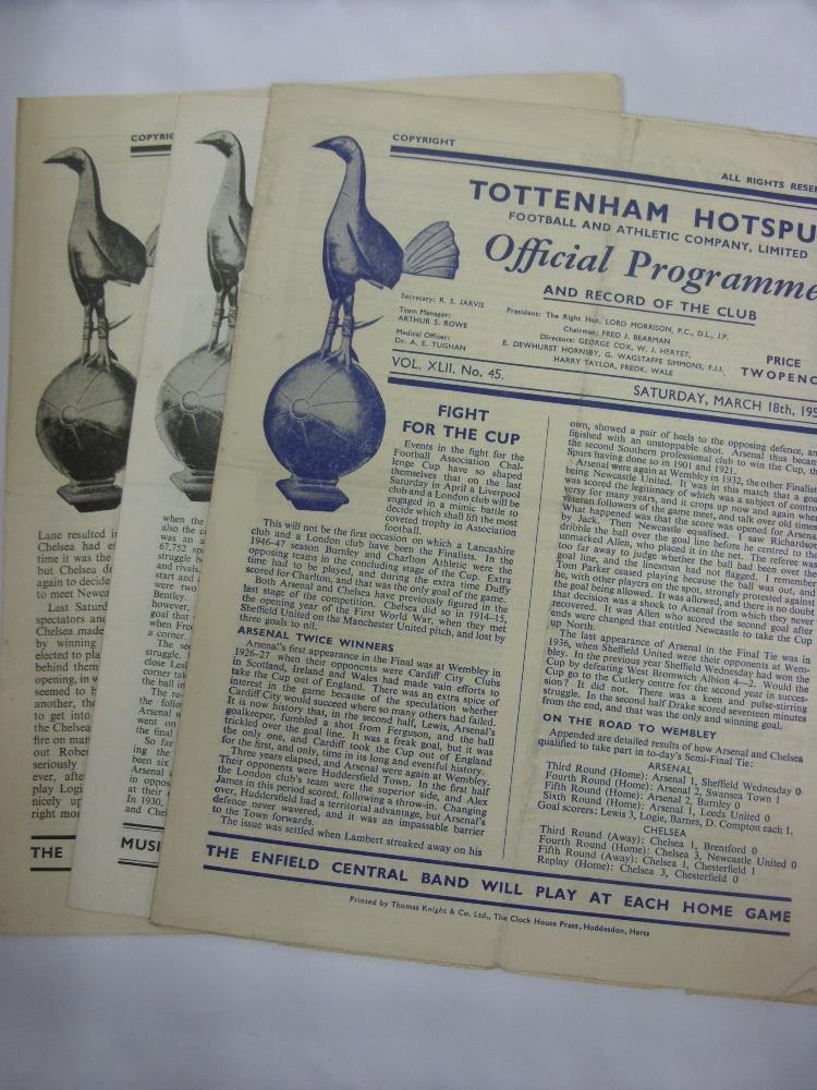 FA Cup Semi-Finals, for 1949/50 & 1951/52, Arsenal v Chelsea at Tottenham, a collection of 4