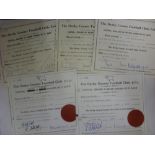 Derby County, a collection of 5 original share certificates of the club, all signed by 2 directors