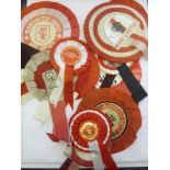 Manchester Utd Memorabilia, a collection of 16 football rosettes, including FA Cup Final examples