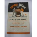 1958/59 Rochdale v Hartlepool Utd, a programme from the FA Cup, Second Replay game played at