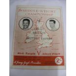 1949 Boxing, Dick Turpin v Albert Finch, a programme from the Middle Wight Championship Of Great