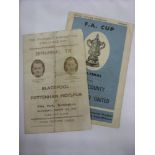 1947/48 FA Cup Semi-Finals, a pair of football programmes, in various condition, Blackpool v