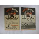 Manchester Utd, a pair of home football programmes in various condition, 1947/48 Wolverhampton