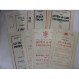 Rugby Union, The Welsh RFU Seven A Side tournament, a collection of 10 programmes from 1962 onwards,