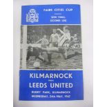 1966/67 ICFC Semi-Final, Kilmarnock v Leeds Utd, a programme from the game played on 24/05/1967,