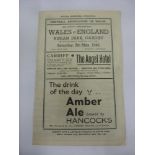 1945 Wales v England, a programme from the game played at Cardiff on 05/05/1945