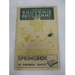 South Africa v England FA Touring Team, a programme from the game played at Durban on 24/06/1939,