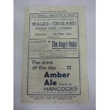 1944 Wales v England, a programme from the game played at Cardiff on 06/05/1944